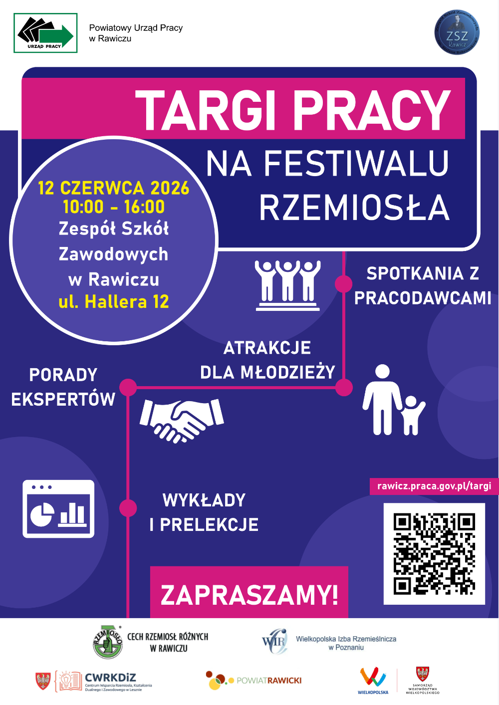 Plakat ogłaszający Targi Pracy - informacje z plakatu zamieszczone są również w treści artykułu
